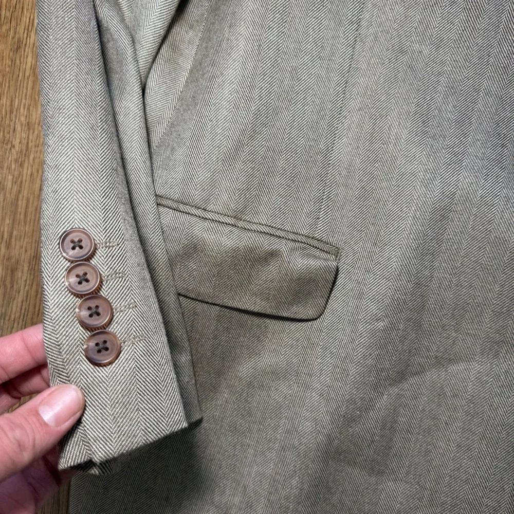 Ralph‎ Lauren 100% Silk Blazer Men's 46R Brown Tan Luxury Sport Coat Career